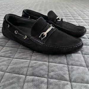 HUGO BOSS Penny Loafers Men 7 Shoes Black Suede